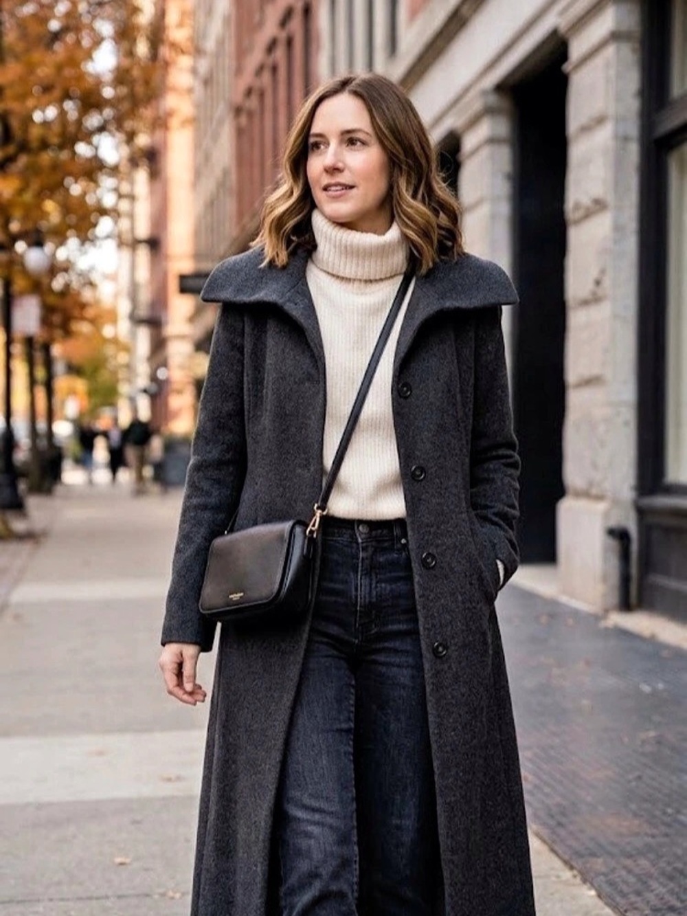Calvin Klein Long Charcoal Grey Wool Blend Portrait Collar Coat - Size M